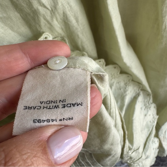 Doen Green Linen Amber Long Sleeve Short Dress - Picture 8 of 9